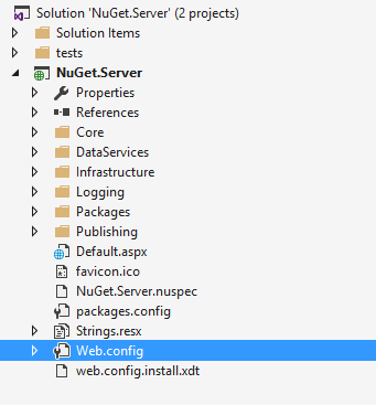 Solution Explorer: NuGet.Server
