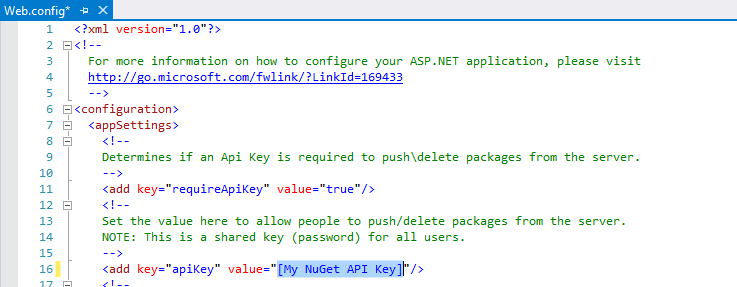 "apiKey" in Web.config