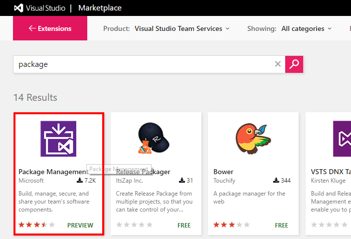 Package Management in Visual Studio Marketplace
