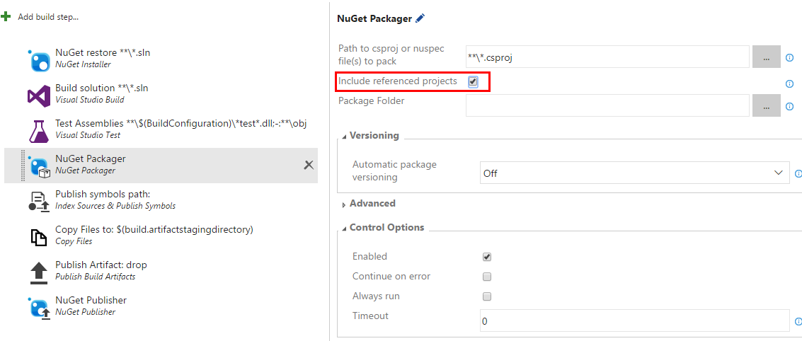 NuGet Packager step configuration