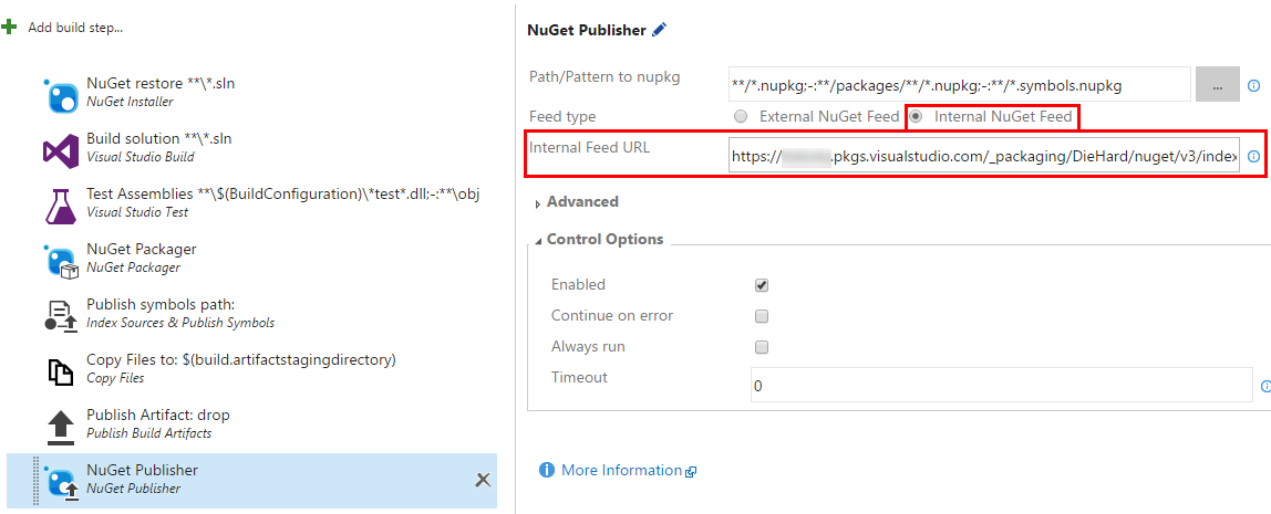 NuGet Publisher step configuration