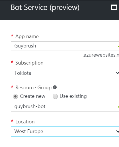 Azure Bot Services - Create