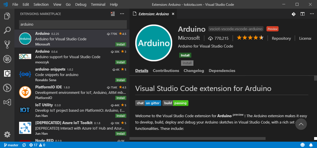 install arduino vscode extension