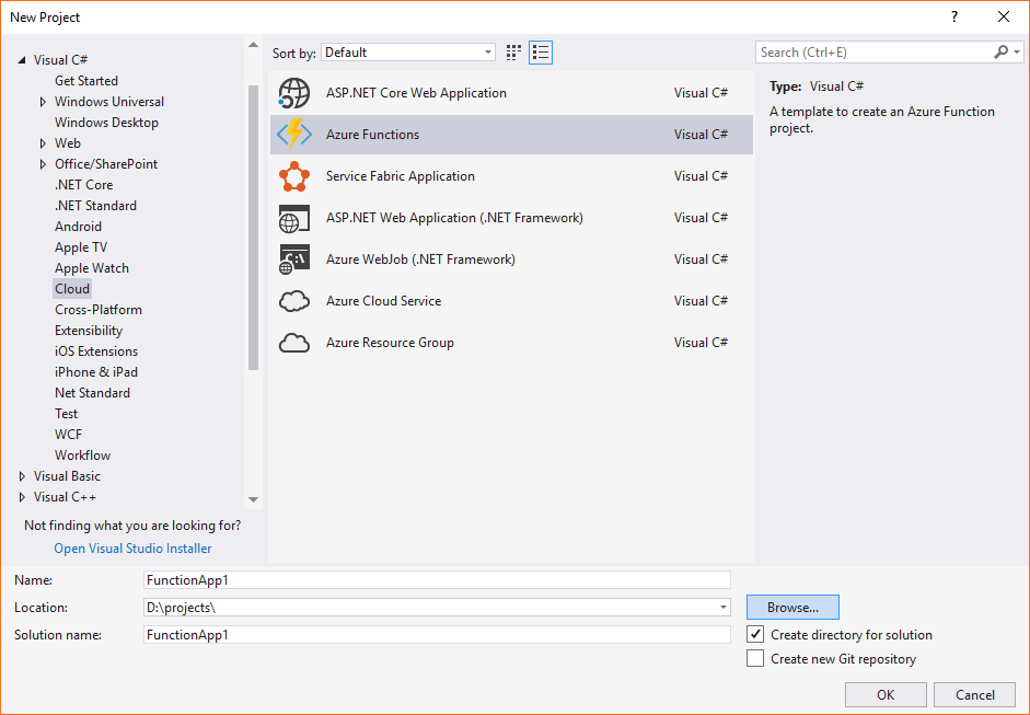New Visual Studio Enterprise Project