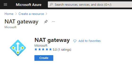 Microsoft Azure -> Create a resource: NAT gateway
