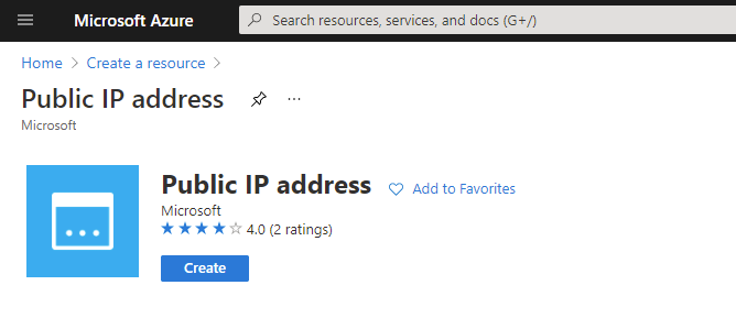 Microsoft Azure -> Create a resource: Public IP address