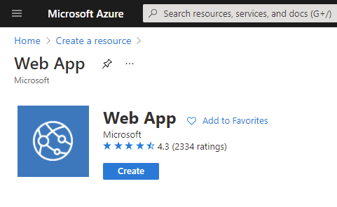 Microsoft Azure -> Create a resource: Web App