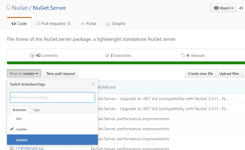 Nuget.Server "relase" branch