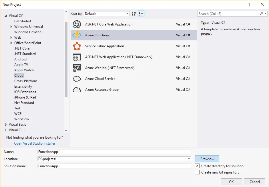 New Visual Studio Enterprise Project