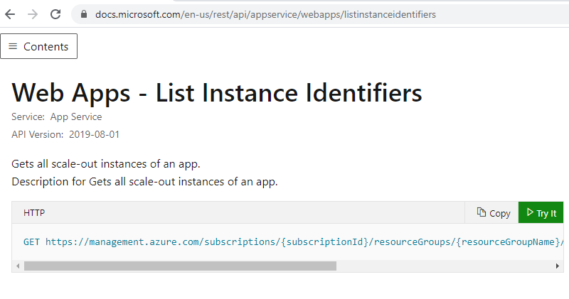 Get Web Apps instances