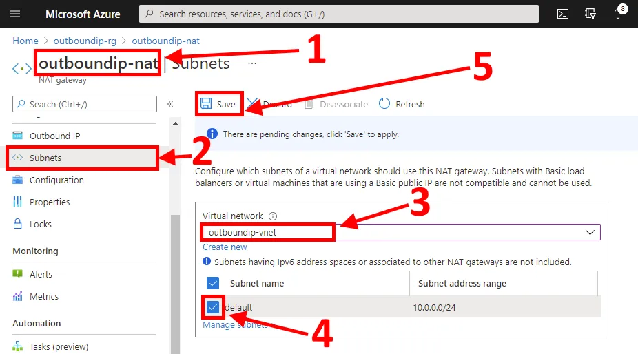 Actually NAT gateway subnet