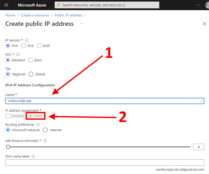 Create Public IP address