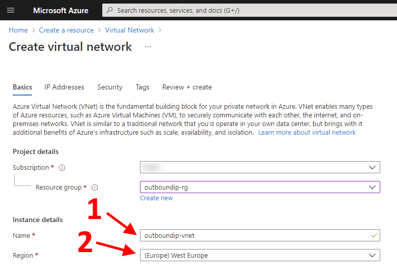 Create Virtual Network