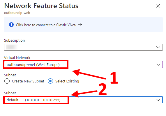 Web App private subnet integration