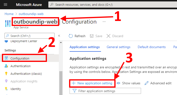 Web App application settings